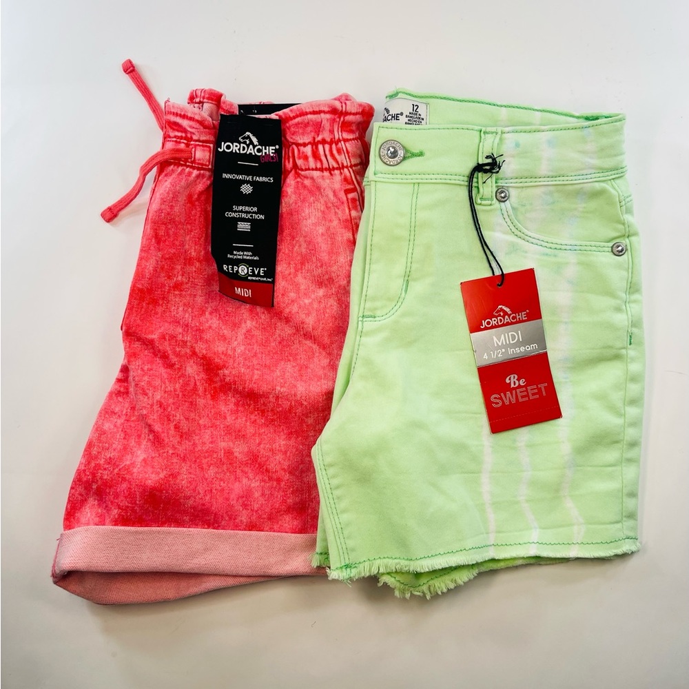 JORDACHE GILRS BRIGTH COLORS SUMMER SHORTS SIZE 12 SET OF 2
